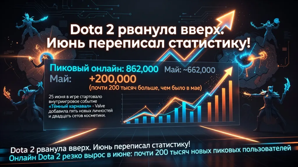 Dota 2 рванула вверх. Июнь переписал статистику!